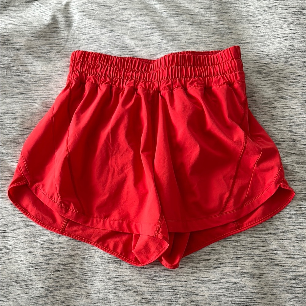 Lululemon Track That Mid Rise lined 5” Short in Love Red
